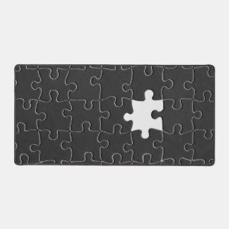 Missing Jigsaw Puzzle Piece black Desk Mat