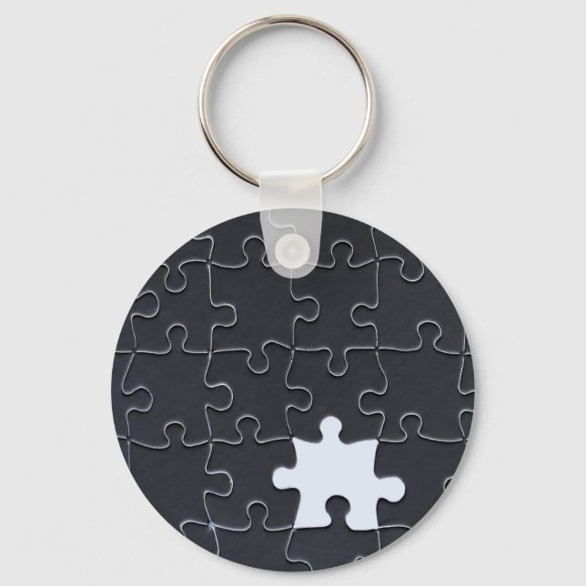Missing Jigsaw Puzzle Piece black Key Ring (Front)