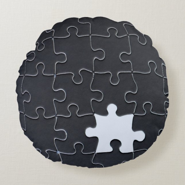 Missing Jigsaw Puzzle Piece black Round Cushion (Front)
