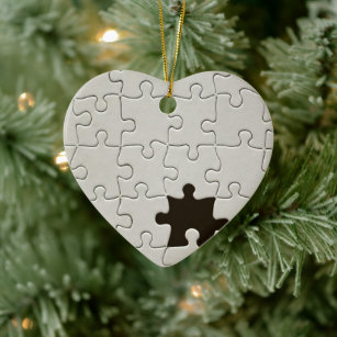 Missing Jigsaw Puzzle Piece White Ceramic Tree Decoration