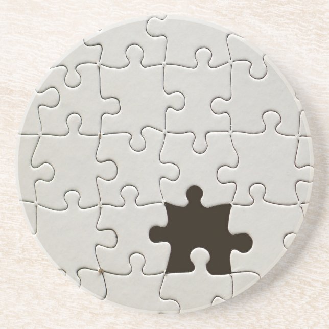Missing Jigsaw Puzzle Piece White Coaster (Front)