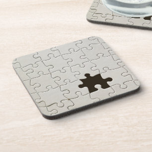 Missing Jigsaw Puzzle Piece White Coaster