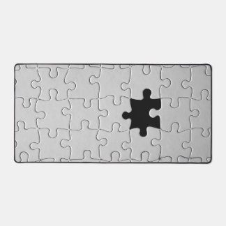 Missing Jigsaw Puzzle Piece White Desk Mat