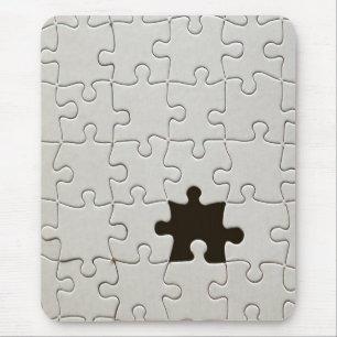 Missing Jigsaw Puzzle Piece White Mouse Mat