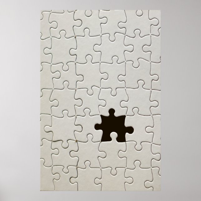 Missing Jigsaw Puzzle Piece White Poster (Front)