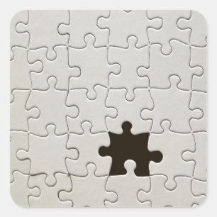 Missing Jigsaw Puzzle Piece White Square Sticker