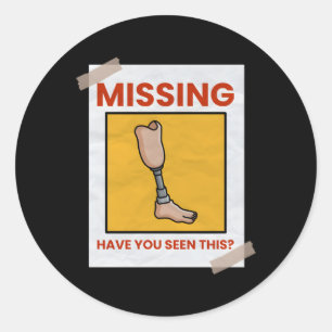 Missing Leg Prosthetic Leg Classic Round Sticker