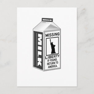 Missing Liberty Milk Carton Postcard