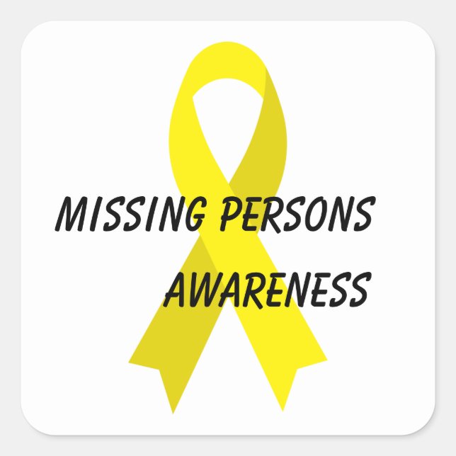 Missing Persons Yellow Awareness Ribbon by Janz Square Sticker (Front)