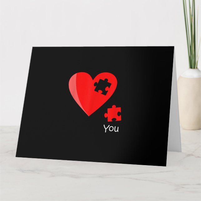 Missing Piece Heart Puzzle Valetines Day Shirt Gif Card (Front)