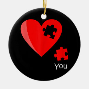 Missing Piece Heart Puzzle Valetines Day Shirt Gif Ceramic Tree Decoration