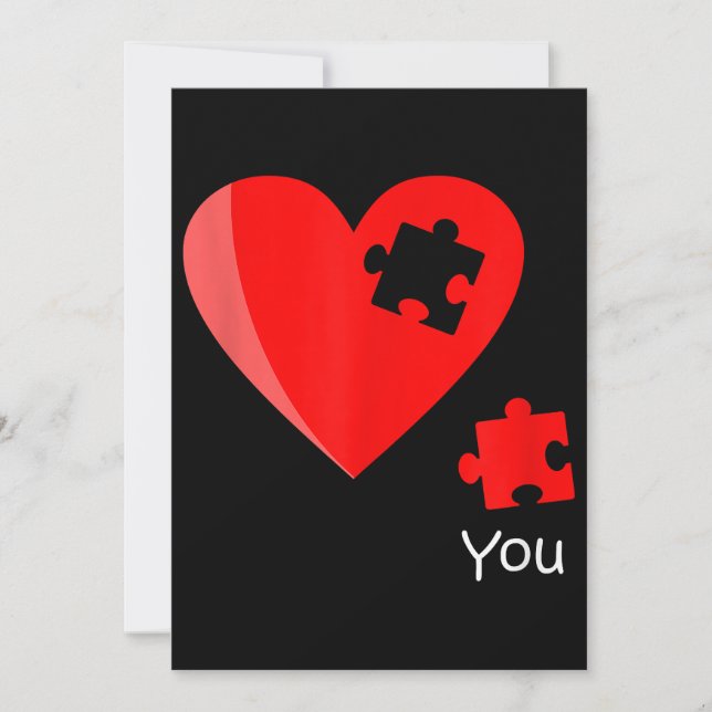 Missing Piece Heart Puzzle Valetines Day Shirt Gif Invitation (Front)