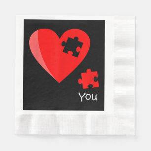Missing Piece Heart Puzzle Valetines Day Shirt Gif Napkin