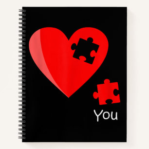 Missing Piece Heart Puzzle Valetines Day Shirt Gif Notebook