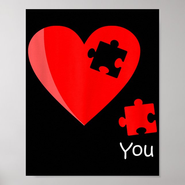 Missing Piece Heart Puzzle Valetines Day Shirt Gif Poster (Front)