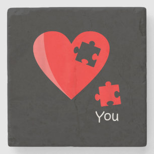 Missing Piece Heart Puzzle Valetines Day Shirt Gif Stone Coaster