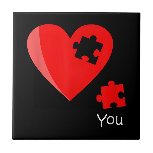 Missing Piece Heart Puzzle Valetines Day Shirt Gif Tile (Front)