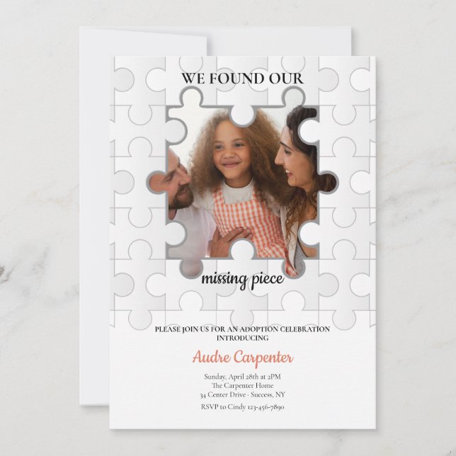 Missing Piece Photo Adoption Invitation (Front)