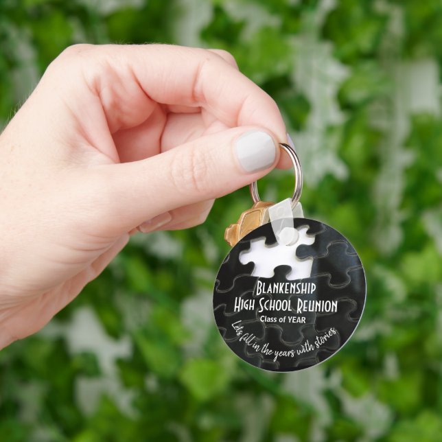 Missing Puzzle Piece Black White Class Reunion  Key Ring (Hand)
