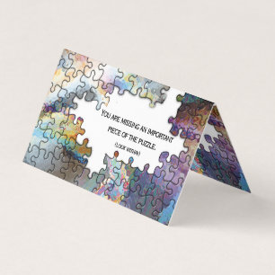 Missing puzzle piece folded business card