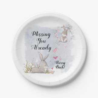 Missing you already bunnies paper plate