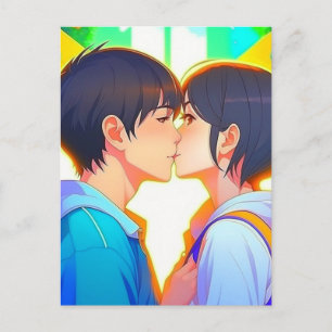 Missing You Anime Kiss Postcard