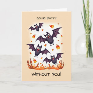 Missing You at Halloween Going Batty Cute Bats Card