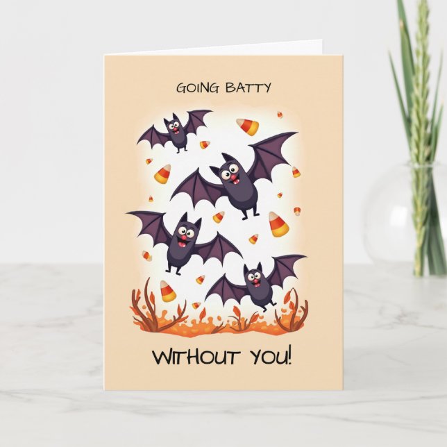 Missing You at Halloween Going Batty Cute Bats Card (Front)