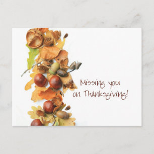 missing you autumn border thanksgiving greeting holiday postcard