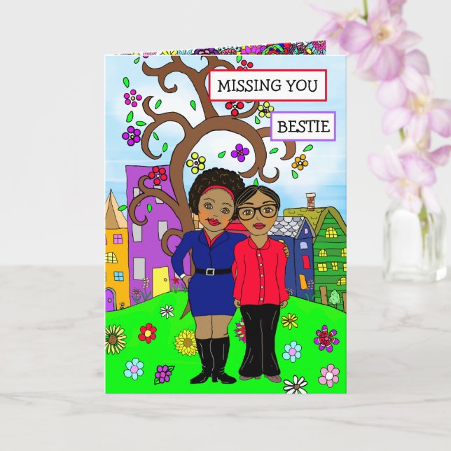 Missing You Bestie Friendship Thinking of You Card (Orchid)