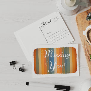 Missing You Blanket Colourful Fun Orange Postcard