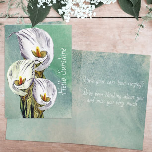 Missing You Calla Lilies Watercolor Custom Card