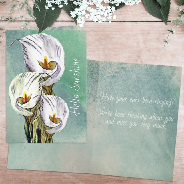 Missing You Calla Lilies Watercolor Custom Card (Creator Uploaded)