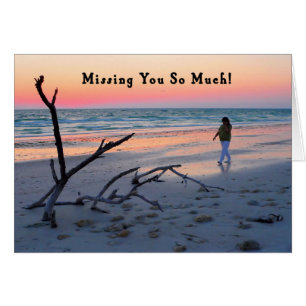 Missing You Card, Sunset Beach Scenic