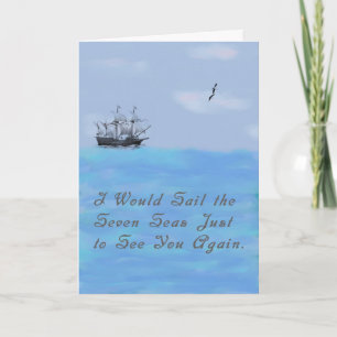 Missing You Card with Ship and Seas