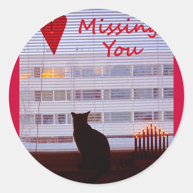 Missing You Classic Round Sticker (Front)