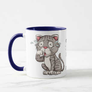 "Missing You" Crying Cat custom text mugs