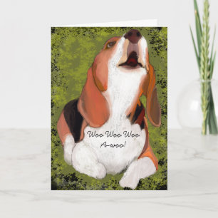 Missing You! Cute Beagle's Howl Folded Card