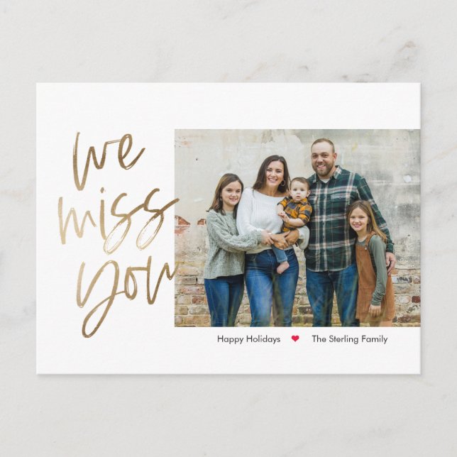 Missing You Editable Colour Holiday Photo Postcard (Front)