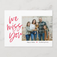 Missing You Editable Colour Holiday Photo Postcard