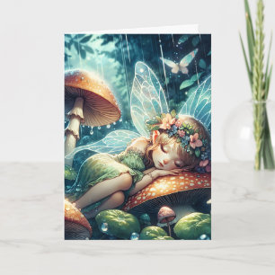 Missing You   Fairy Sleeping on a Mushroom Card