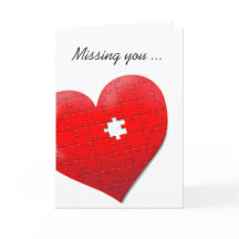 Missing you heart jigsaw puzzle card