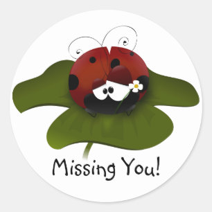 Missing You Ladybug Classic Round Sticker