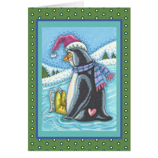 MISSING YOU LONELY PENGUIN HOLIDAY GREETING CARD V (Front)