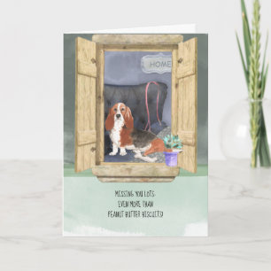 Missing You Lots Basset Hound Dog atWindow Card