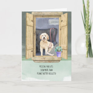Missing You Lots Goldendoodle Dog Looking Window Card
