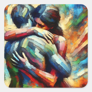 Missing You   Lover's Embracing  Square Sticker