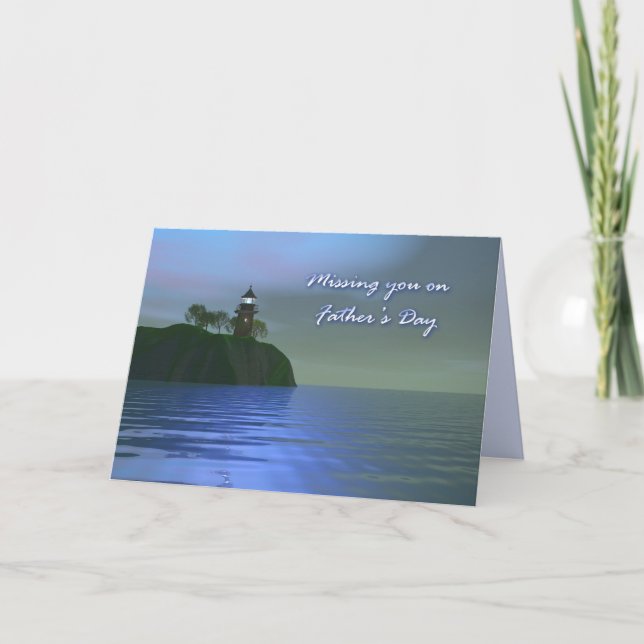 Missing You on Father's Day Lighthouse Card (Front)