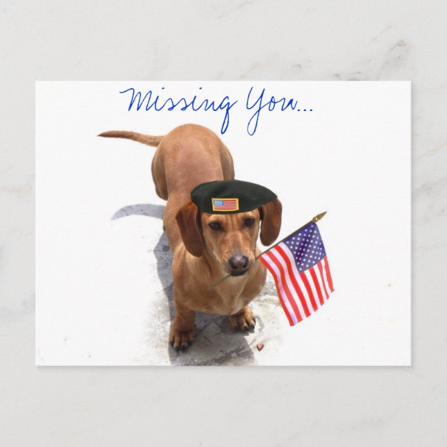MIssing you Patriotic dachshund Postcard (Front)