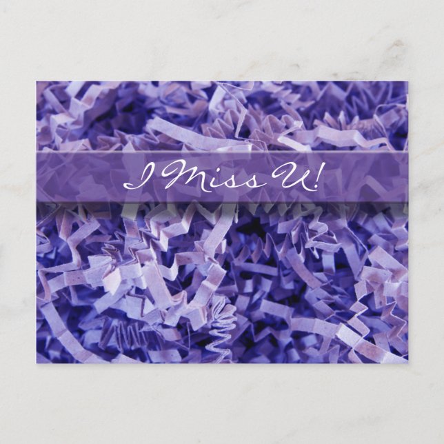 Missing You Purple Paper Shreds Photograph Postcard (Front)